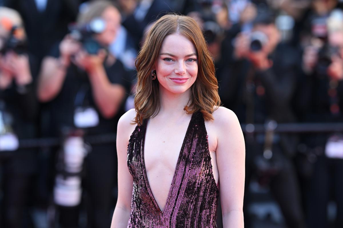 Emma Stone attends the ‘Kinds Of Kindness’ Red Carpet at the 77th annual Cannes Film Festival 