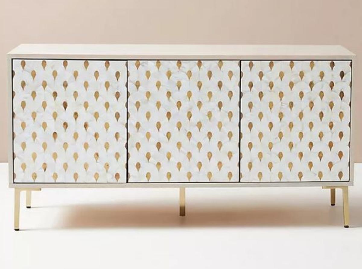 Console table from Anakka made using mother of pearl and resin.