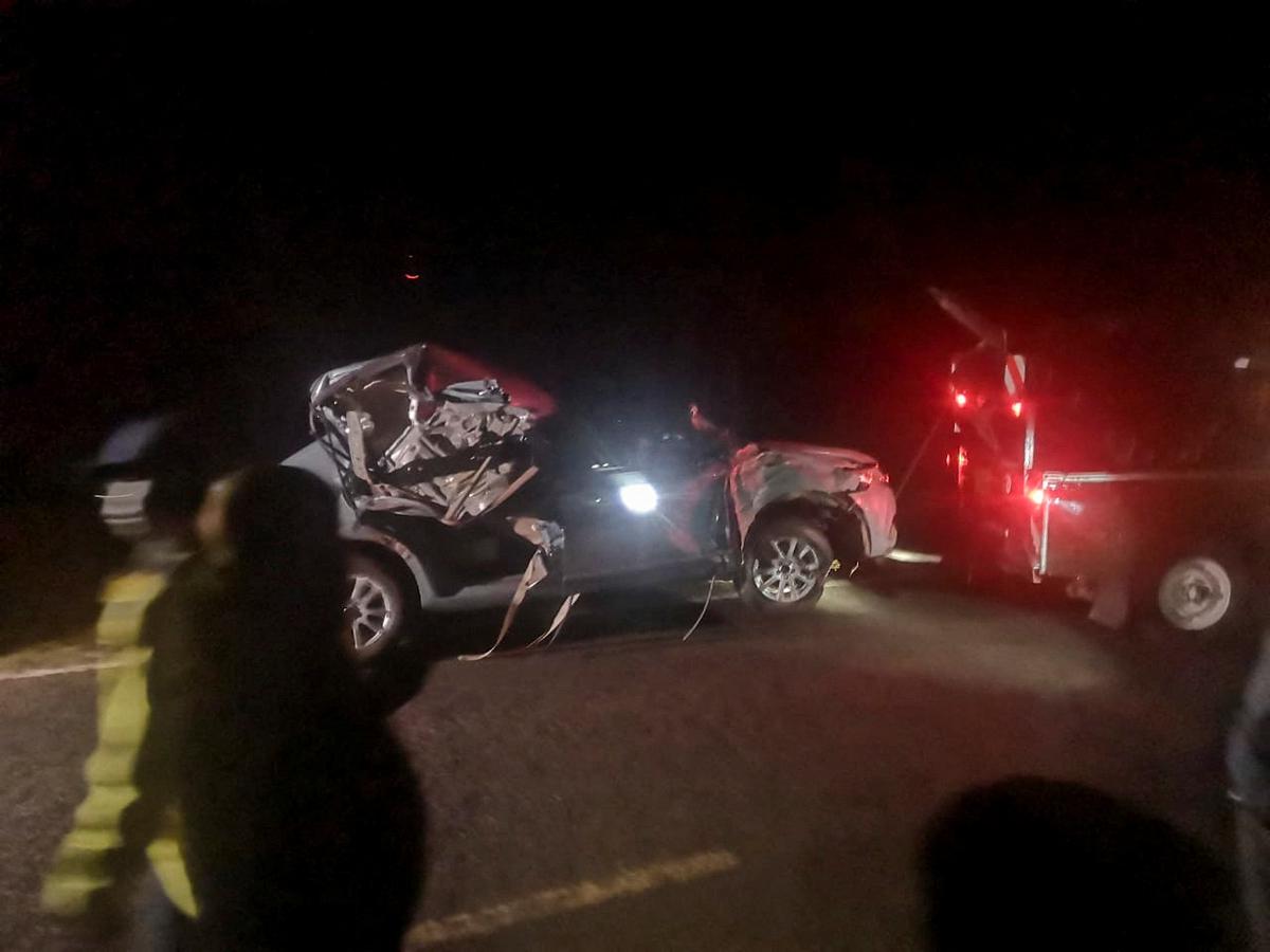 The wreckage of the vehicle in which Kenya’s marathon world record holder Kelvin Kiptum and his coach were killed is towed from the scene of the accident along the Kaptagat to Eldoret highway, near the Rift Valley town of Eldoret, Kenya February 12, 2024. 