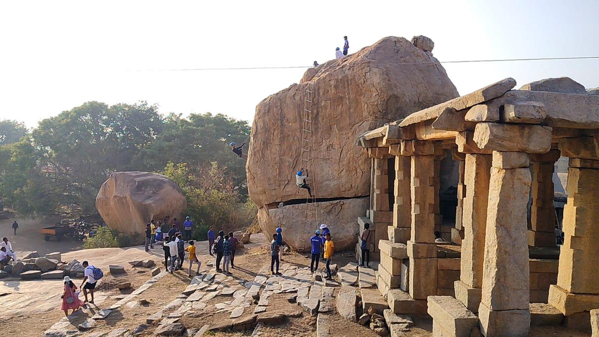 People throng to watch the spectacle of Hampi Utsav