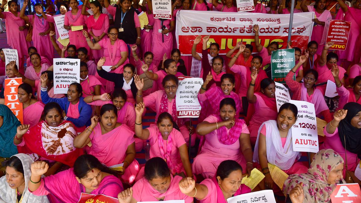 ASHA workers protest in Bengaluru demanding hike in honorarium