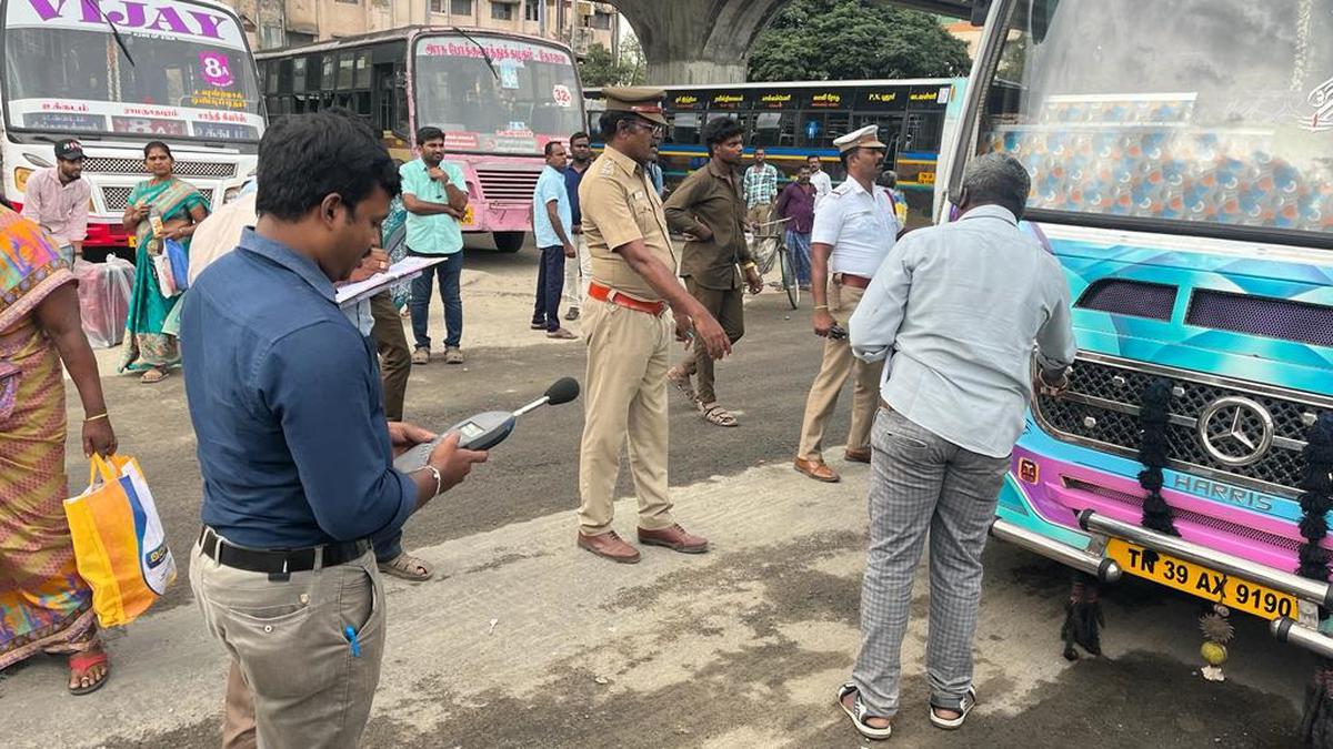 Police, Transport Department, TNPCB conduct joint drive against air horns in Coimbatore