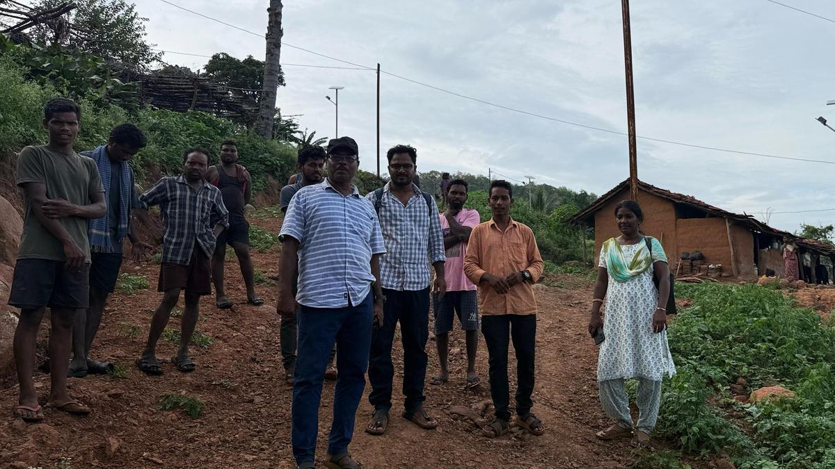 Panchayat Raj officials survey hilltop hamlet for laying road in Anakapalli district