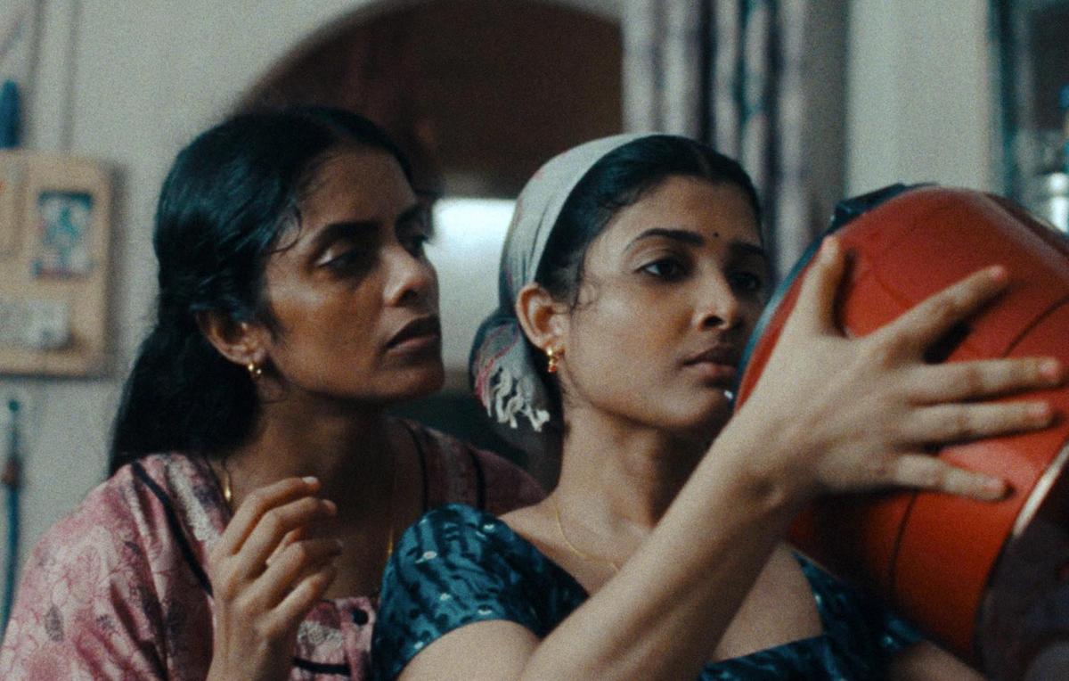 Kani Kusruti and Divya Prabha in a scene from ‘All We Imagine As Light’. Kani Kusruti and Divya Prabha in a scene from ‘All We Imagine As Light’.