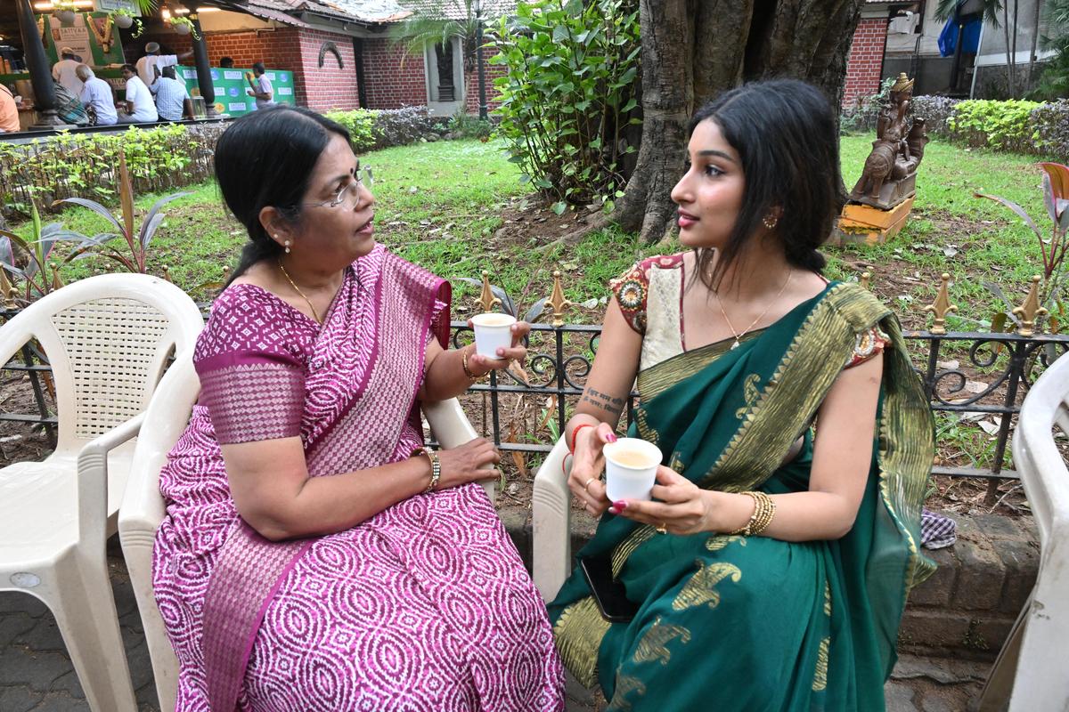 Dancer Nandini Jayakumar and her mother having a coffee at the Sattvaa canteen in Krishna Gana Sabha