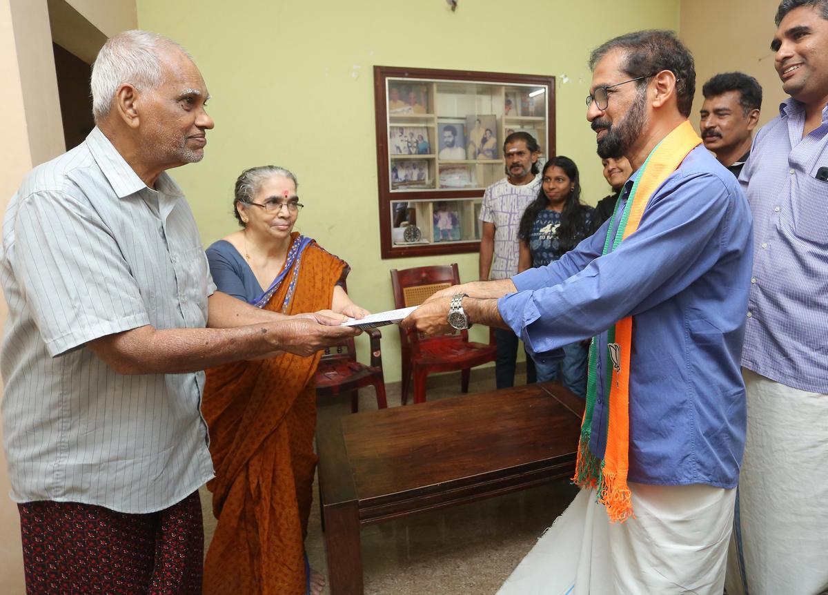 NDA candidate C. Nandakumar during his campaign in the division.