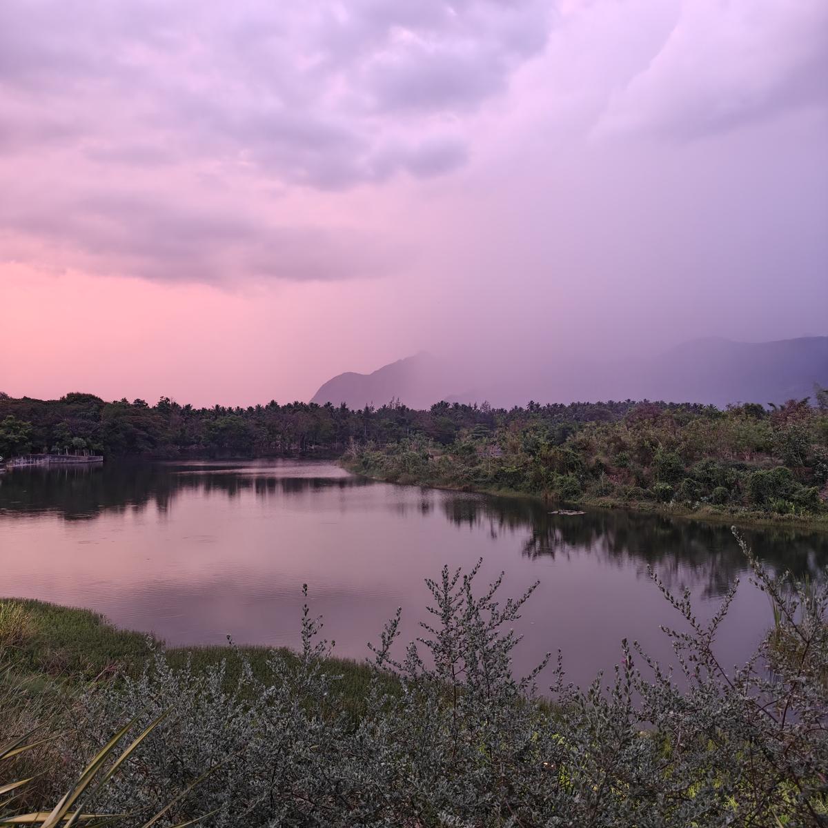 Western Ghats bathed in pastel pink hues. Shot on oneplus #frames of India Western Ghats bathed in pastel pink hues. Shot on oneplus #frames of India