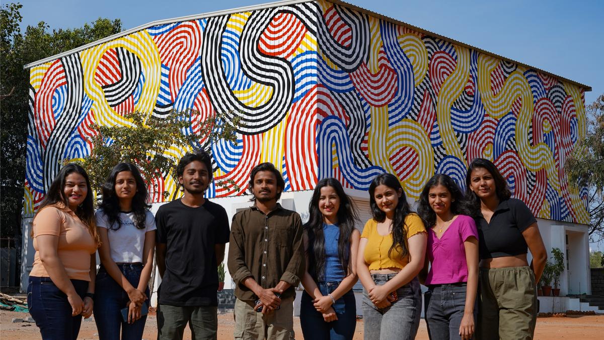 How students and faculty of NIFT Hyderabad executed the wall art project, Moment and Movements How students and faculty of NIFT Hyderabad executed the wall art project, Moment and Movements