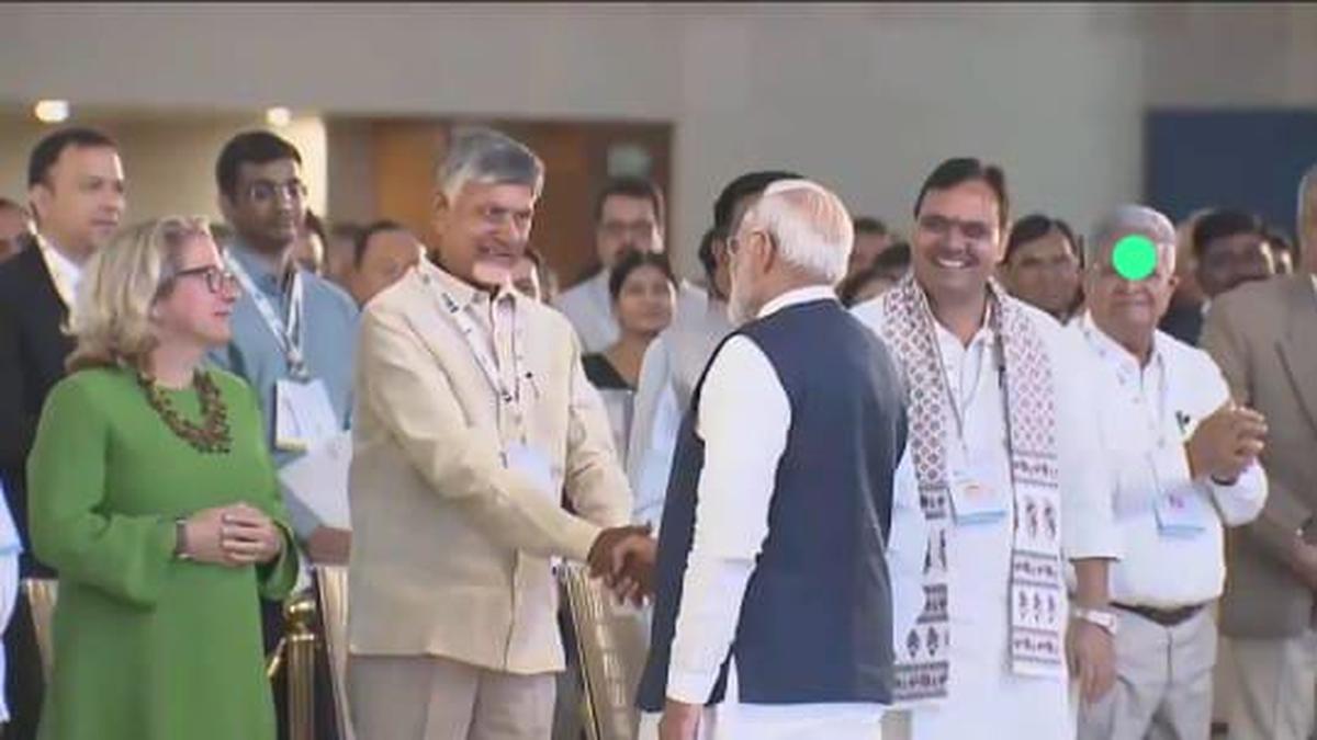 Andhra Pradesh CM Chandrababu Naidu meets PM Modi at global renewable energy conclave in Gandhi Nagar 