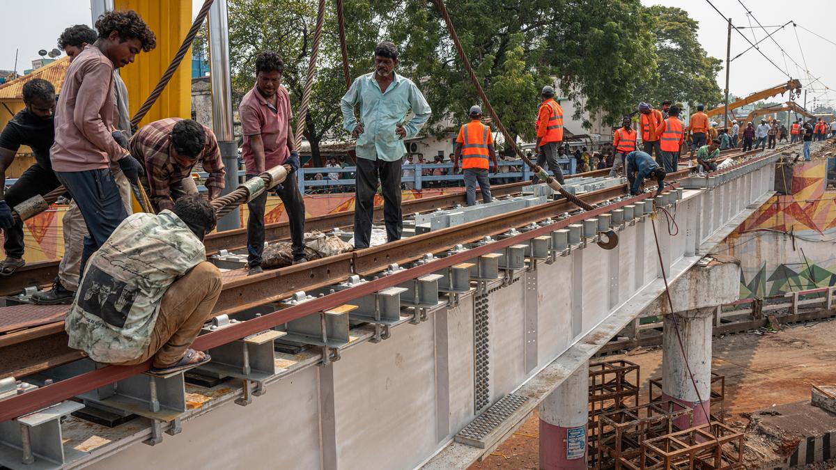 Railways installing new steel girders at Melapudur subway