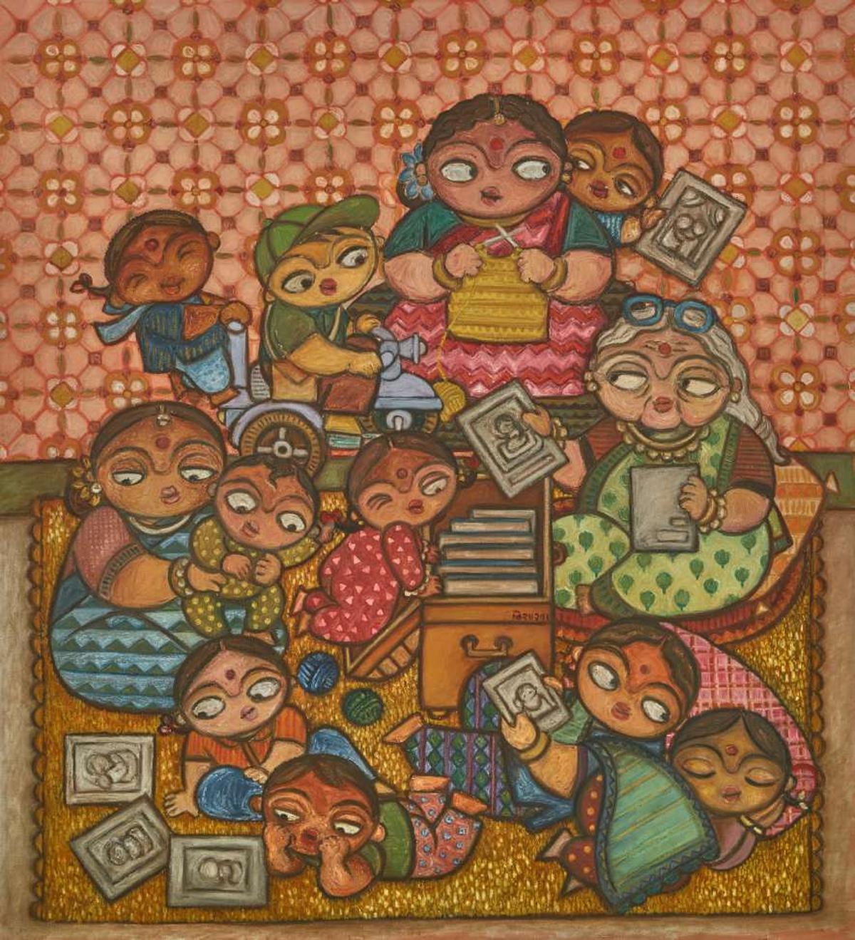 Artist Vishakha Hardikar’s painting of grandmother’s tales in a joint family