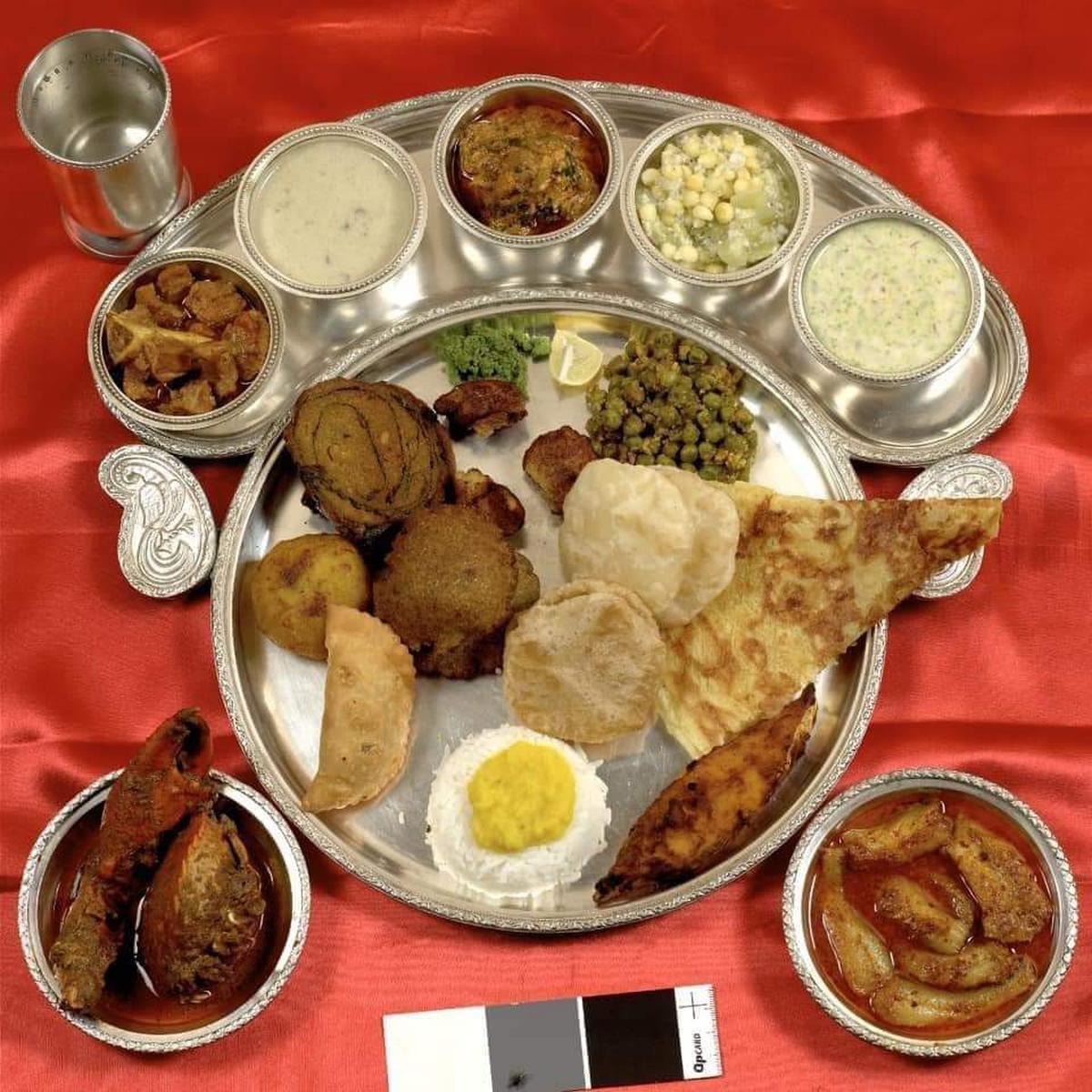 A typical Pathare Prabhu thali meal.