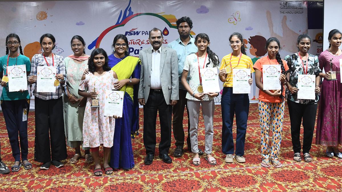 Schoolchildren display their artistic creativity in The Hindu Young World painting competition