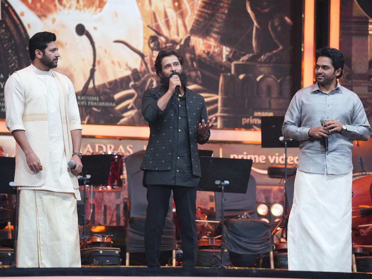 Jayam Ravi, Vikram and Karthi at the launch