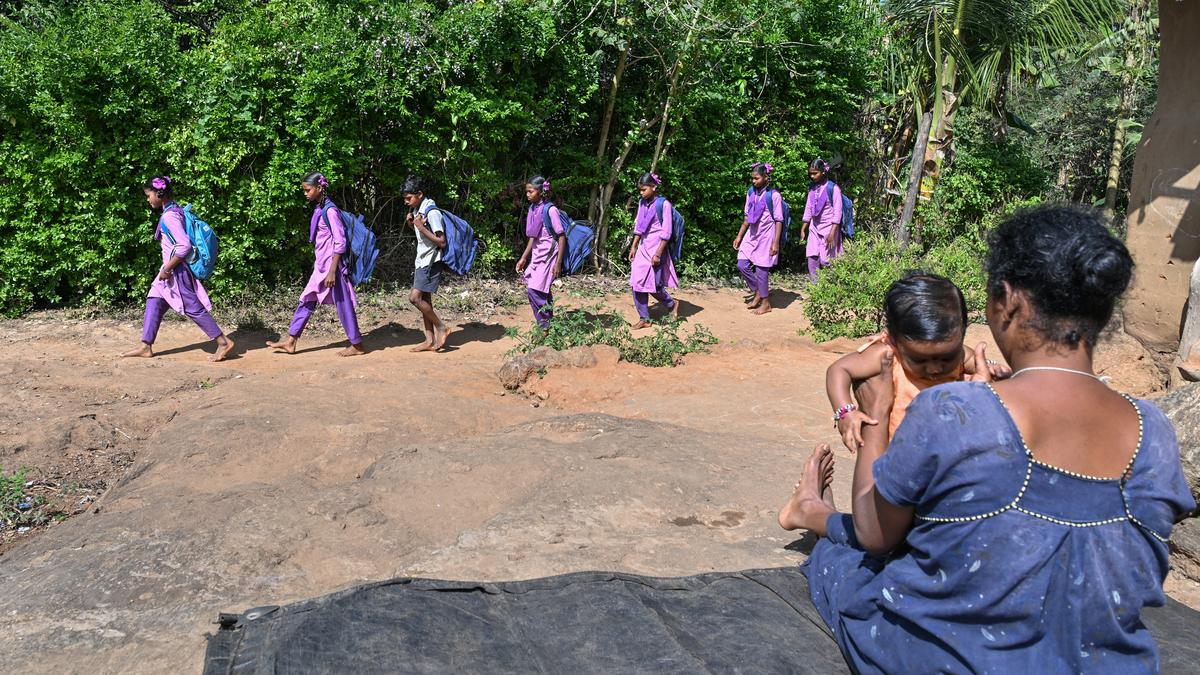 Barefoot trek on a raw road to education