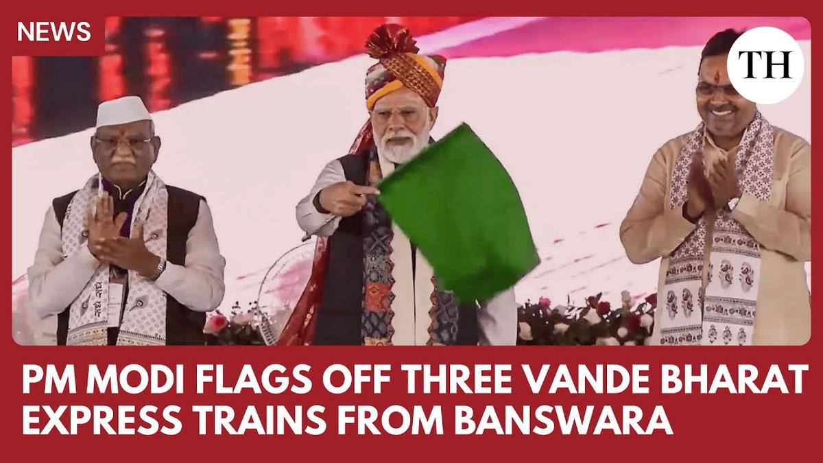 Watch: PM Modi flags off three Vande Bharat trains, unveils ₹1 lakh crore projects in Rajasthan