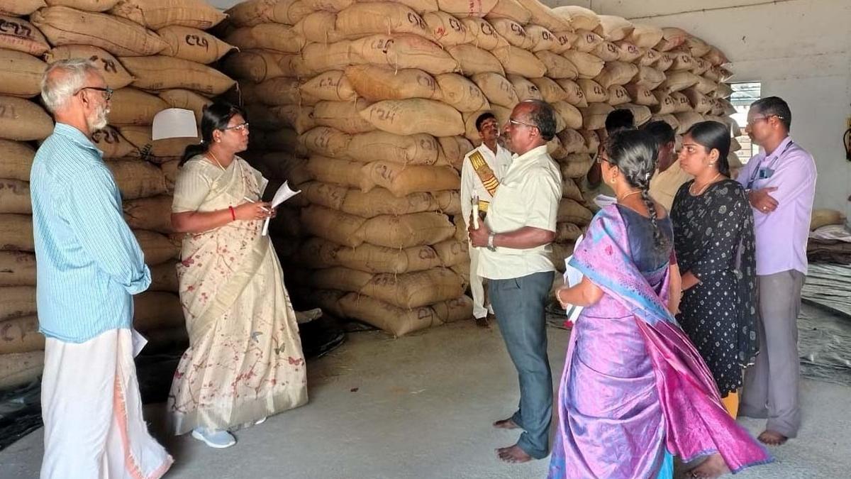 Collector inspects paddy procurement centre