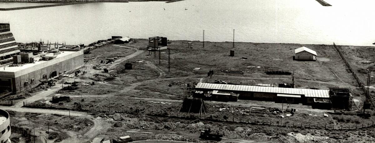 Construction site after reclaiming land from the sea