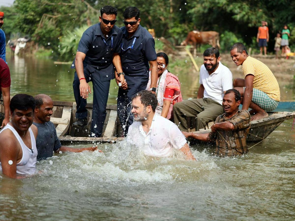 Watch: Rahul Gandhi goes fishing in Bihar’s Begusarai