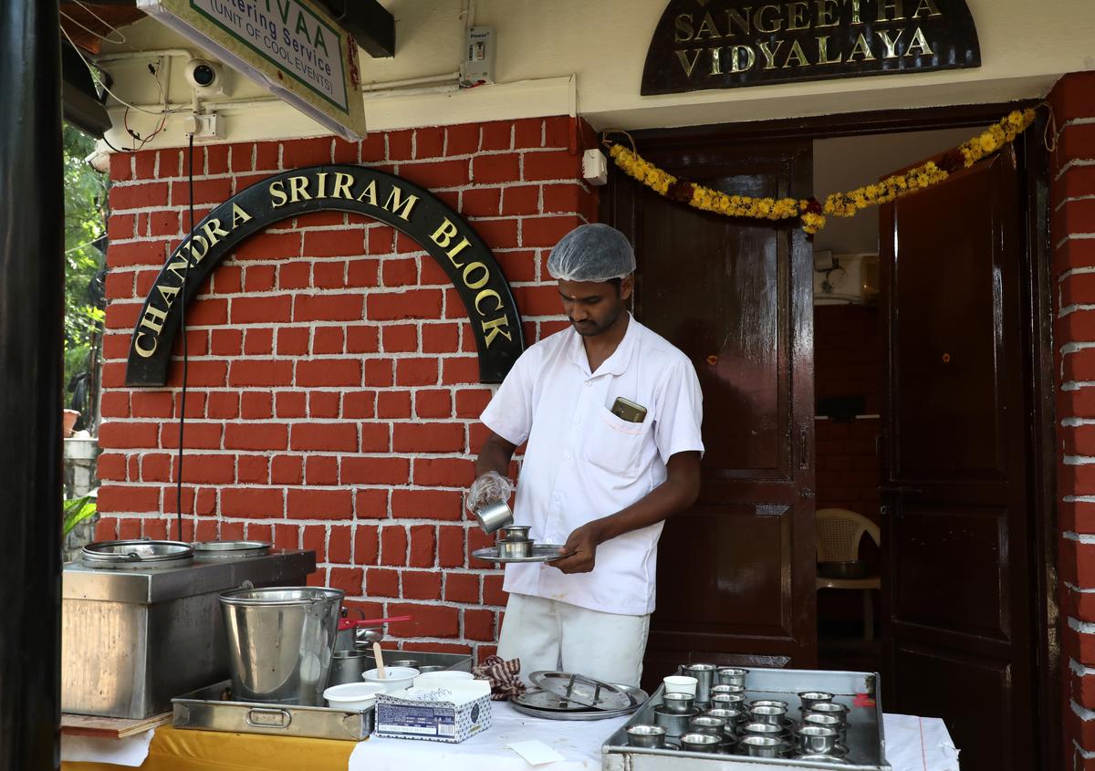 A coffee counter at Sattvaa’s sabha canteen