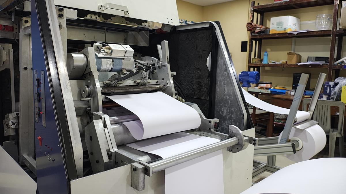 Inside of the Braille press at the KFB office