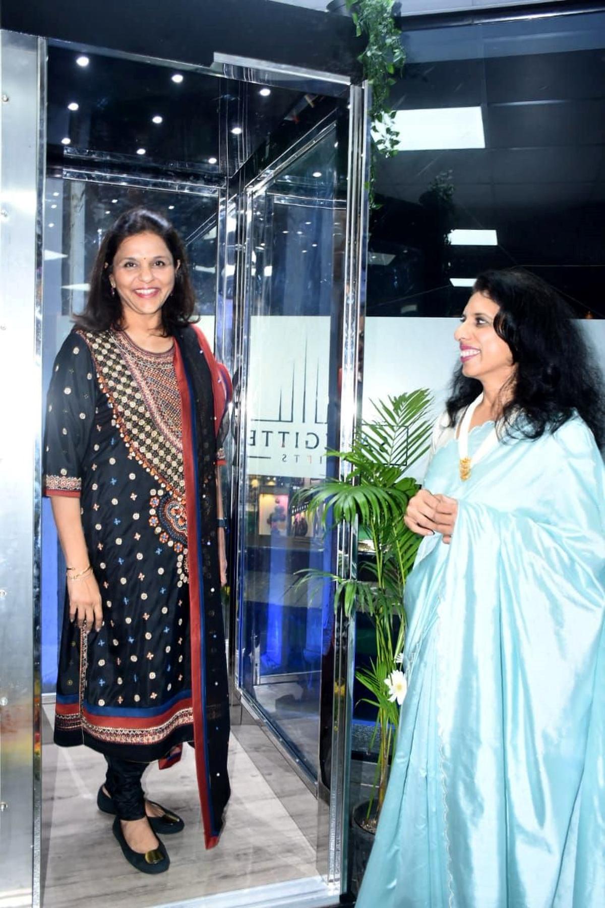Joint Managing Director of Apollo Hospitals Sangita Reddy with  Salzgitter Lifts MD Bindu Reddy during the inauguration at Sultanpur in Sangareddy district on Saturday.