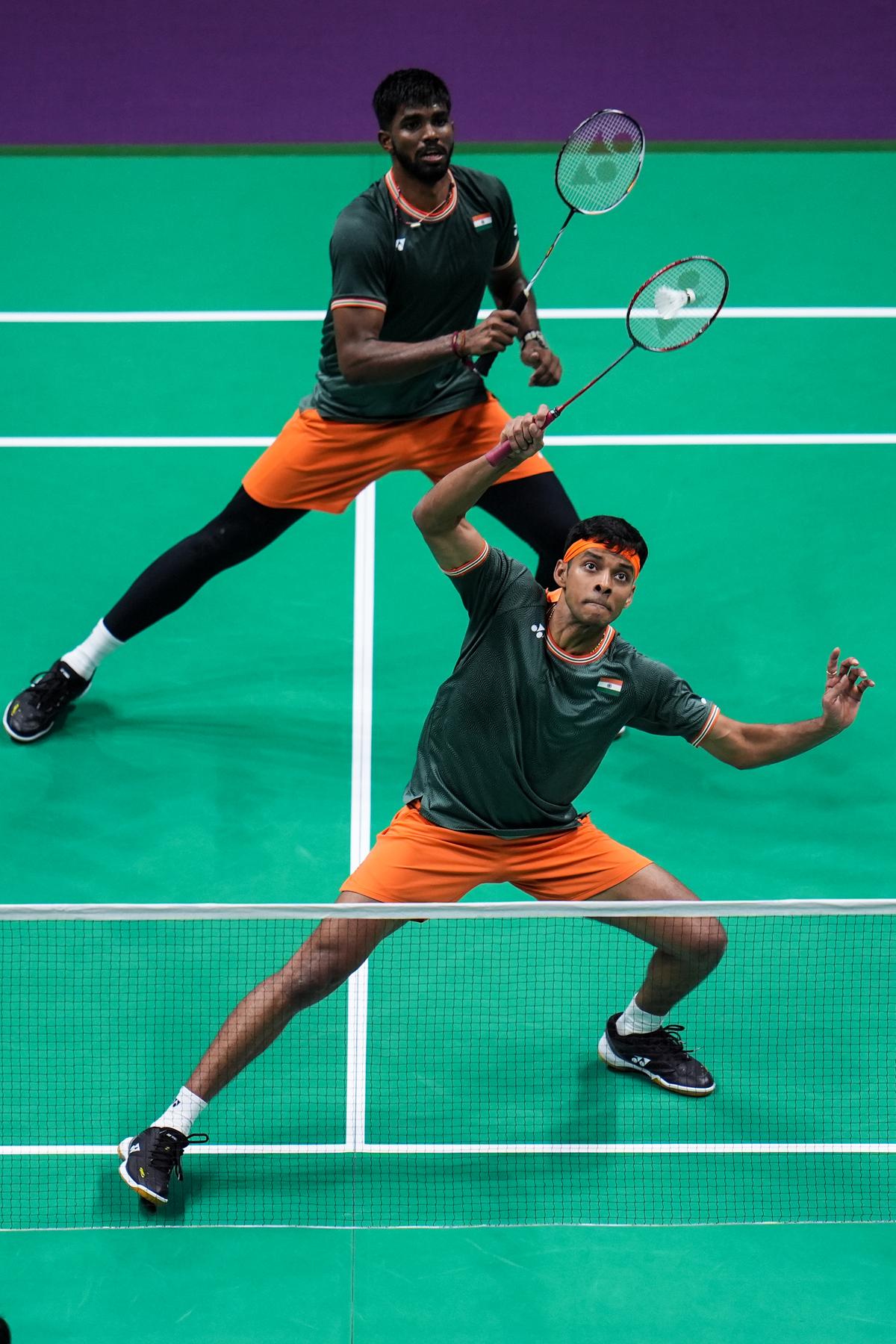 Satwiksairaj Rankireddy (left) and Chirag Shetty at the Thomas & Uber Cup Finals 2024 in Chengdu, China.