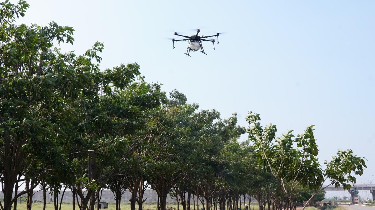 Amaravati pioneers drone-based nutrient spraying for urban greening