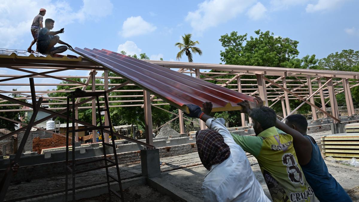 Construction of new ‘goshala’ of Srirangam temple under way