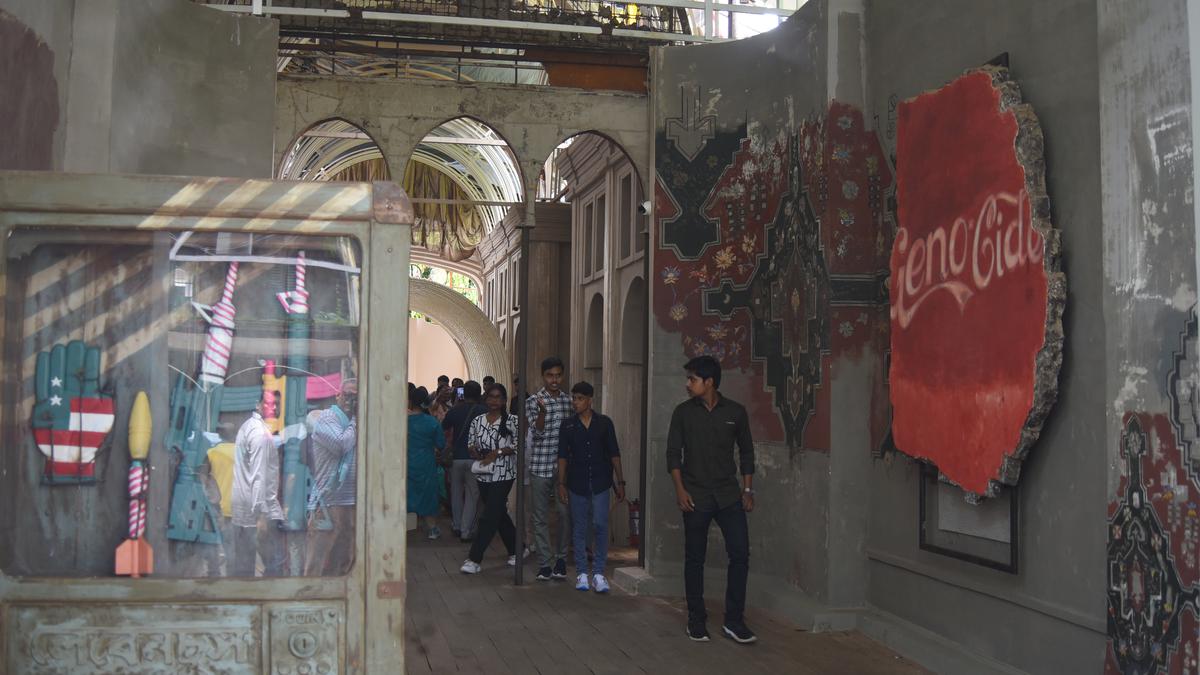 In Kolkata, poetry and art from Gaza and Bengal famine converge in Durga Puja pandal