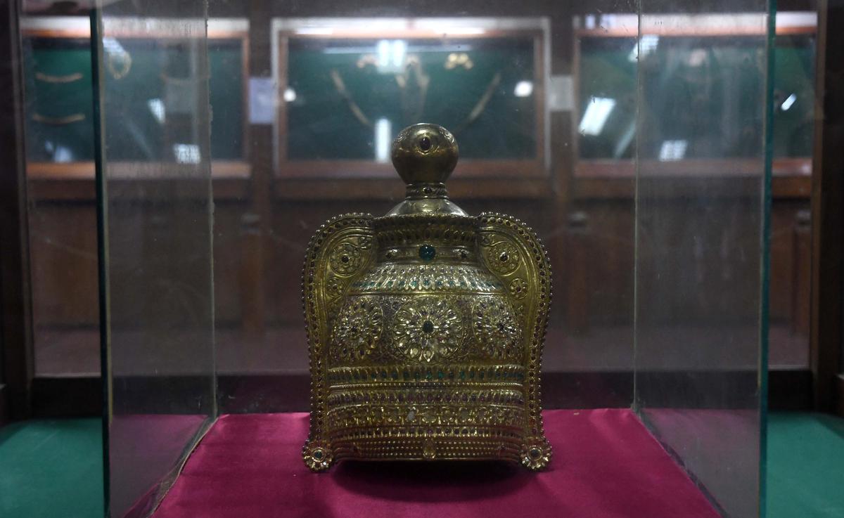 Kochi Maharaja’s crown on display at the Hill Palace Museum, Kochi