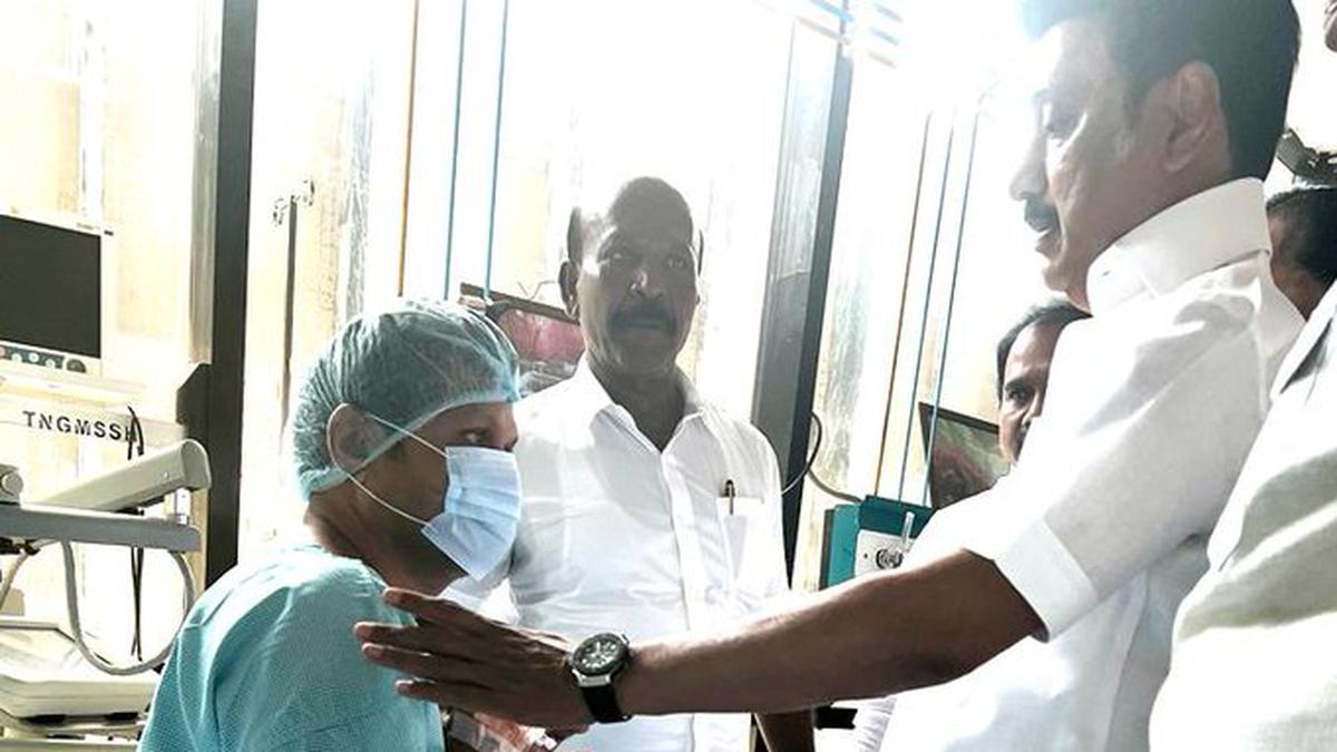 Tamil nadu cm stalin visits arrested electricity minister v. Senthilbalaji  at government super-speciality hospital in chennai - the hindu