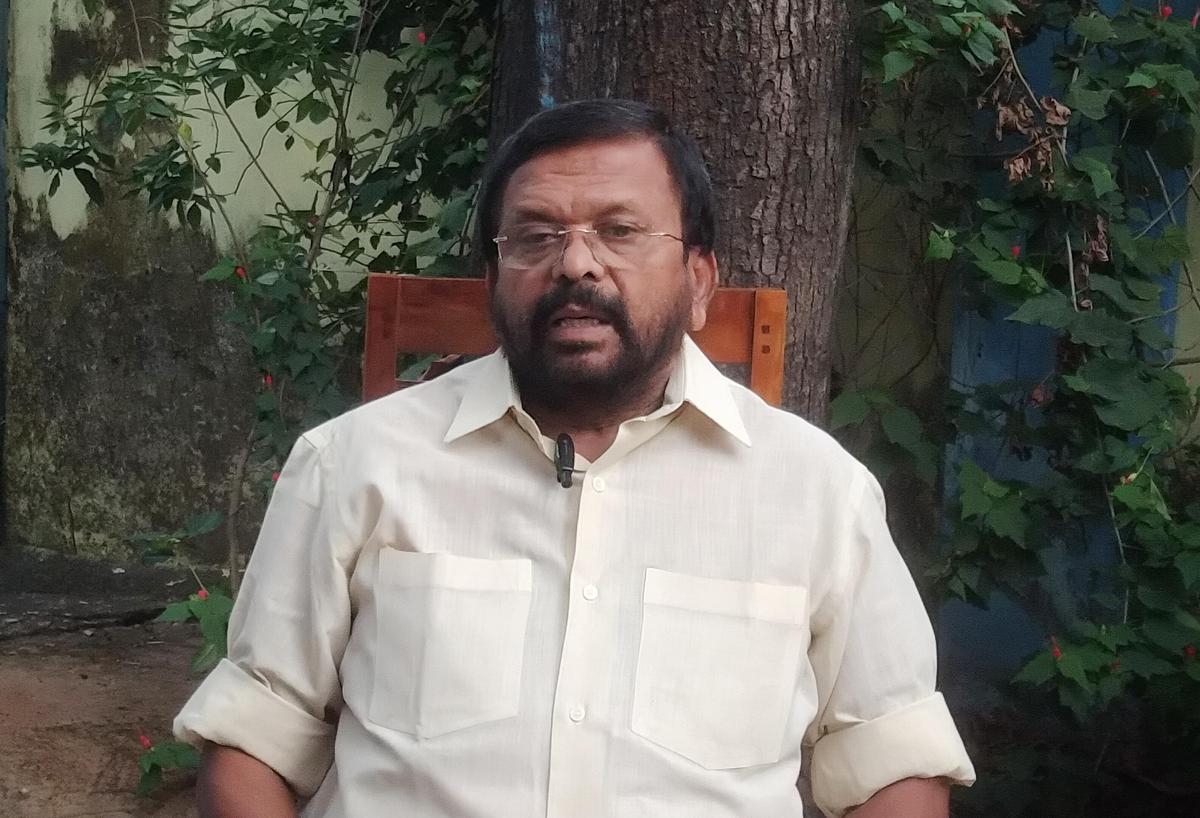 UDF candidate T. Sarathchandra Prasad at his home before setting out to meet voters of Kazhakuttam constituency.