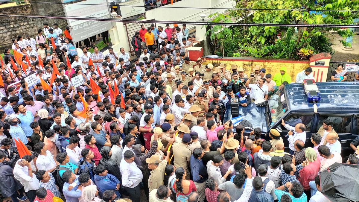 ABVP stages protest accusing hospital of negligence, hospital denies charges