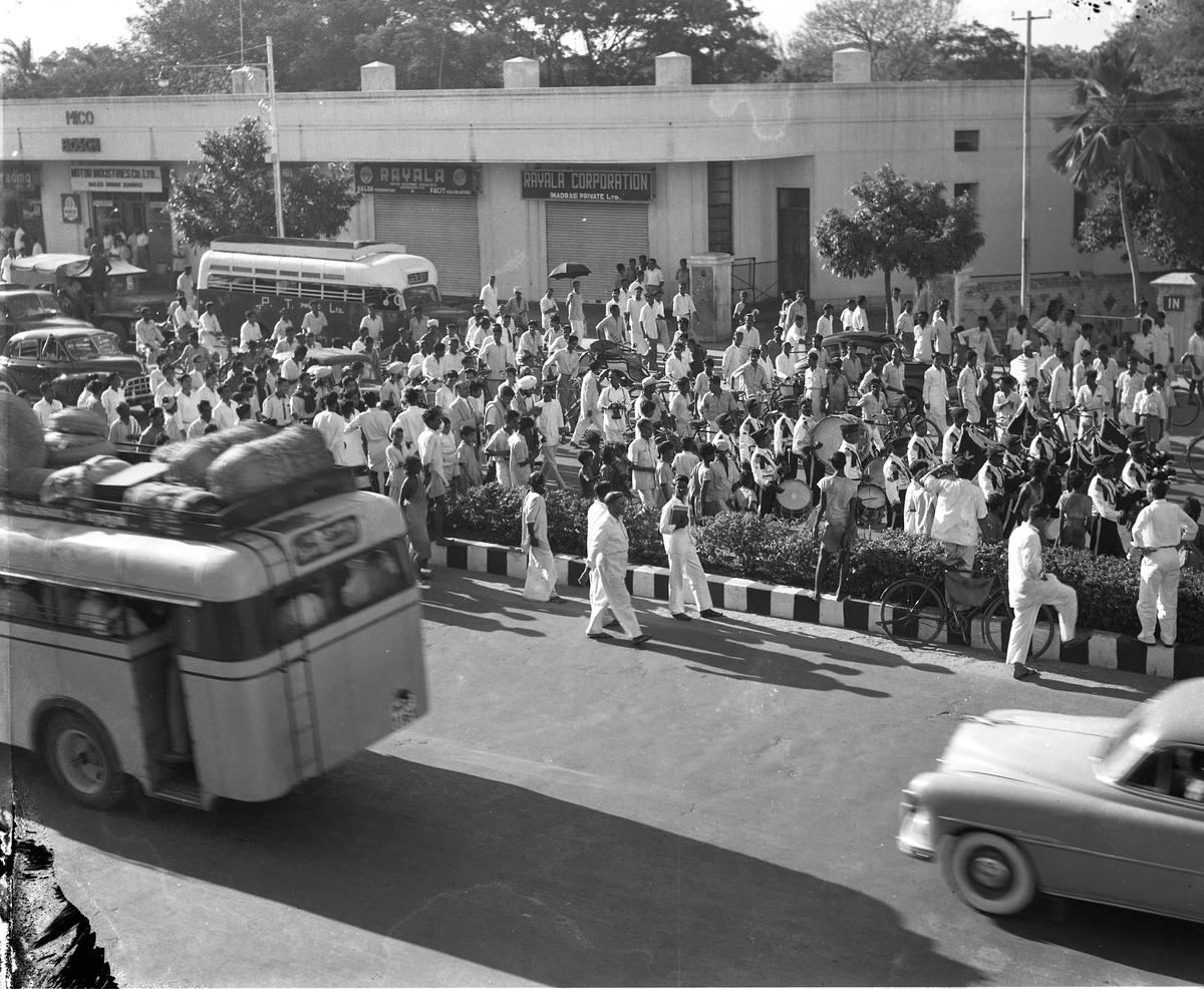 GRAND RECEPTION FOR OLYMPIC XI: A heroes welcome was accorded to the members of the victorious Indian Olympic hockey team on their way to the Stadium and inside where they played an exhibition game against a South Zone XI in Madras on December 22, 1956. For the first time in the history of sport in Madras the Olympians were taken in procession in open cars along Mound Road, starting from the Arts College. 