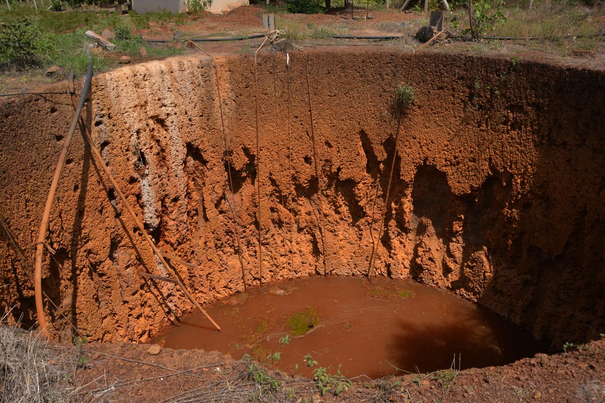 A well at a farmer’s field near Humnabad Industrial Area filled with chemically contaminated groundwater. 
