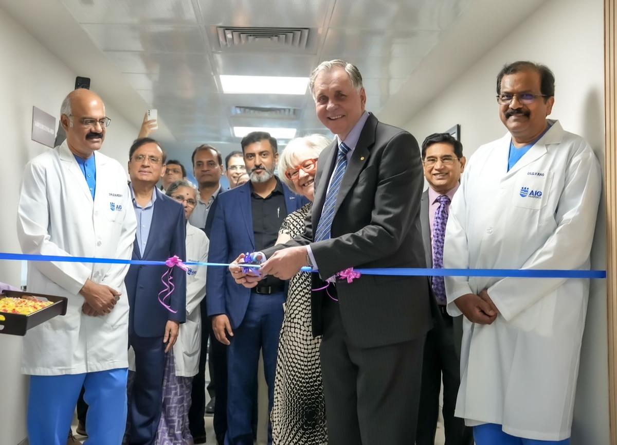 Nobel laureate Barry Marshall inaugurating the Barry Marshall Centre for H. Pylori Research at AIG Hospitals in Hyderabad on Friday.