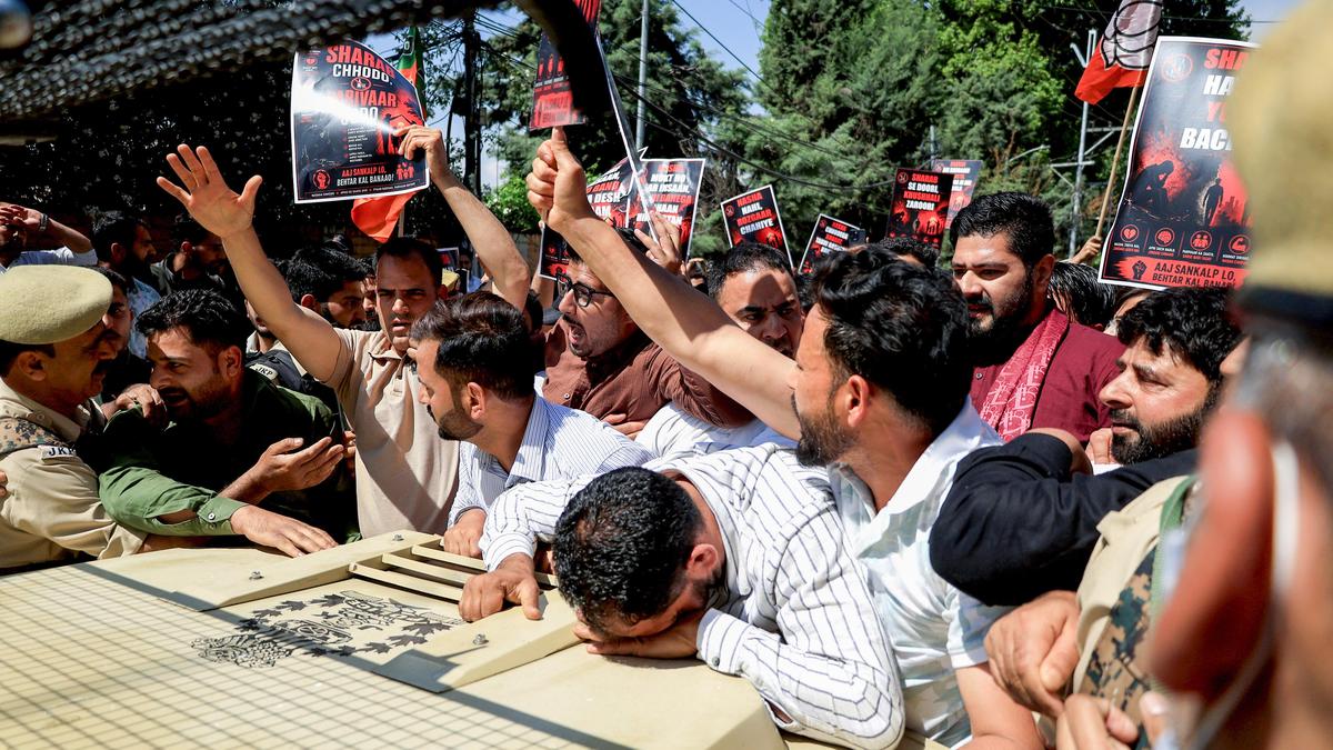 BJP activists march to CM Abdullah’s residence in Srinagar to push for liquor ban across J&K