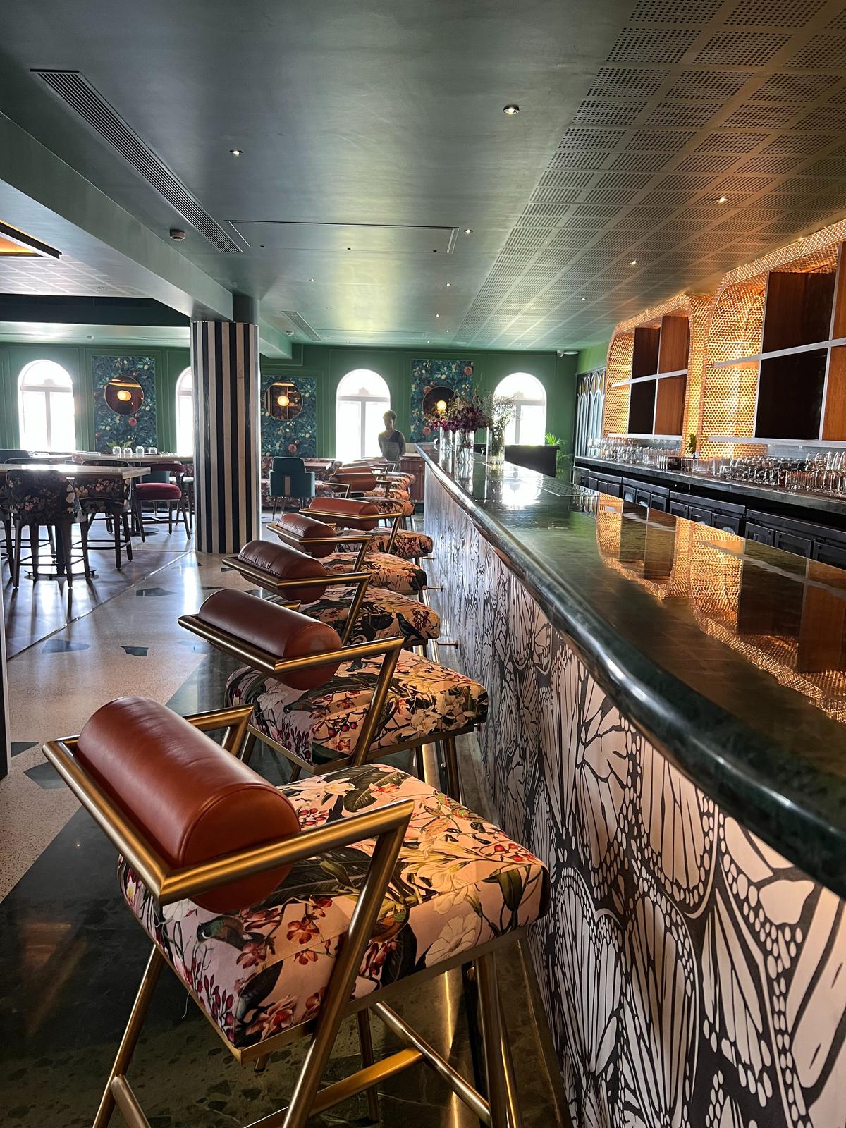 The 40 feet long bar counter top at Kochi’s cocktail bar, Hortus- The garden of Malabar