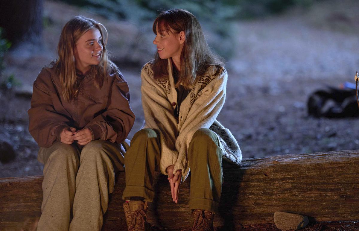 This image released by the Sundance Insitute shows Maisy Stella, left, and Aubrey Plaza in a scene from ‘My Old Ass’ by Megan Park, an official selection of the Premieres program at the 2024 Sundance Film Festival