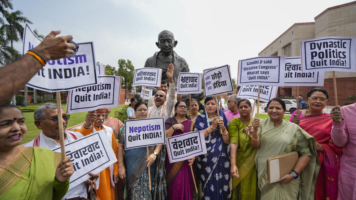 BJP MPs hold 'Quit India' protest on Parliament premises