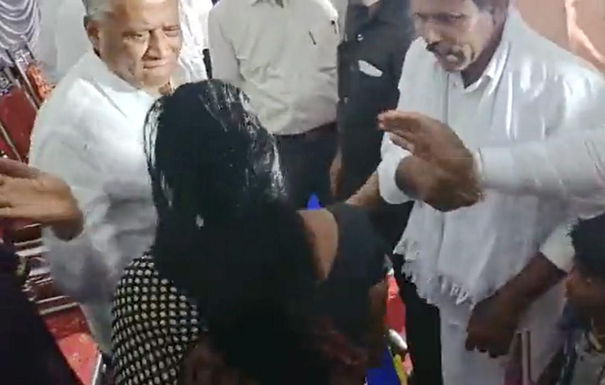 BJP Minister V Somanna slaps woman at event in Chamarajanagar, video goes viral