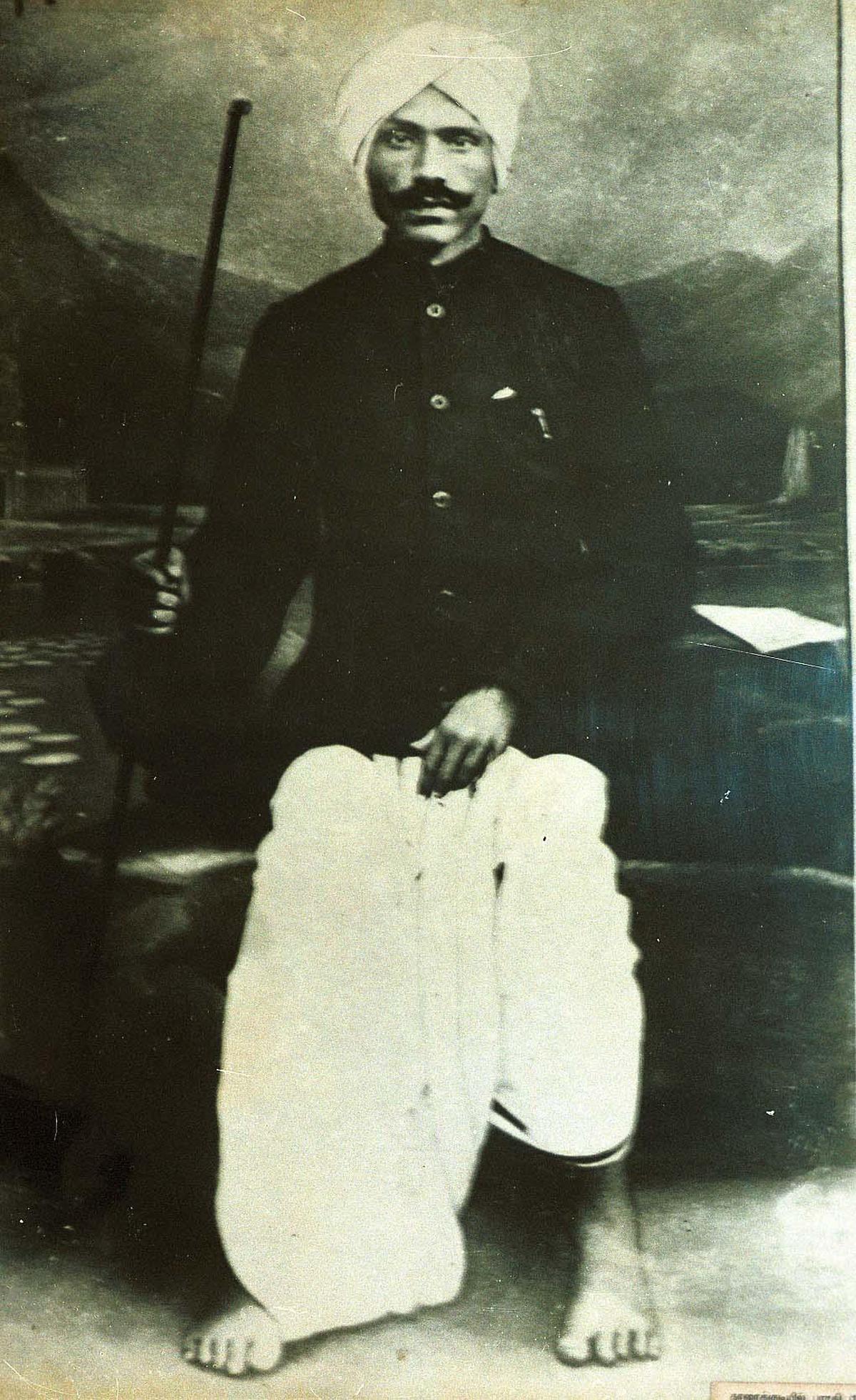 A portrait of poet Subramania Bharati taken at Bharatiyar Illam in Chennai