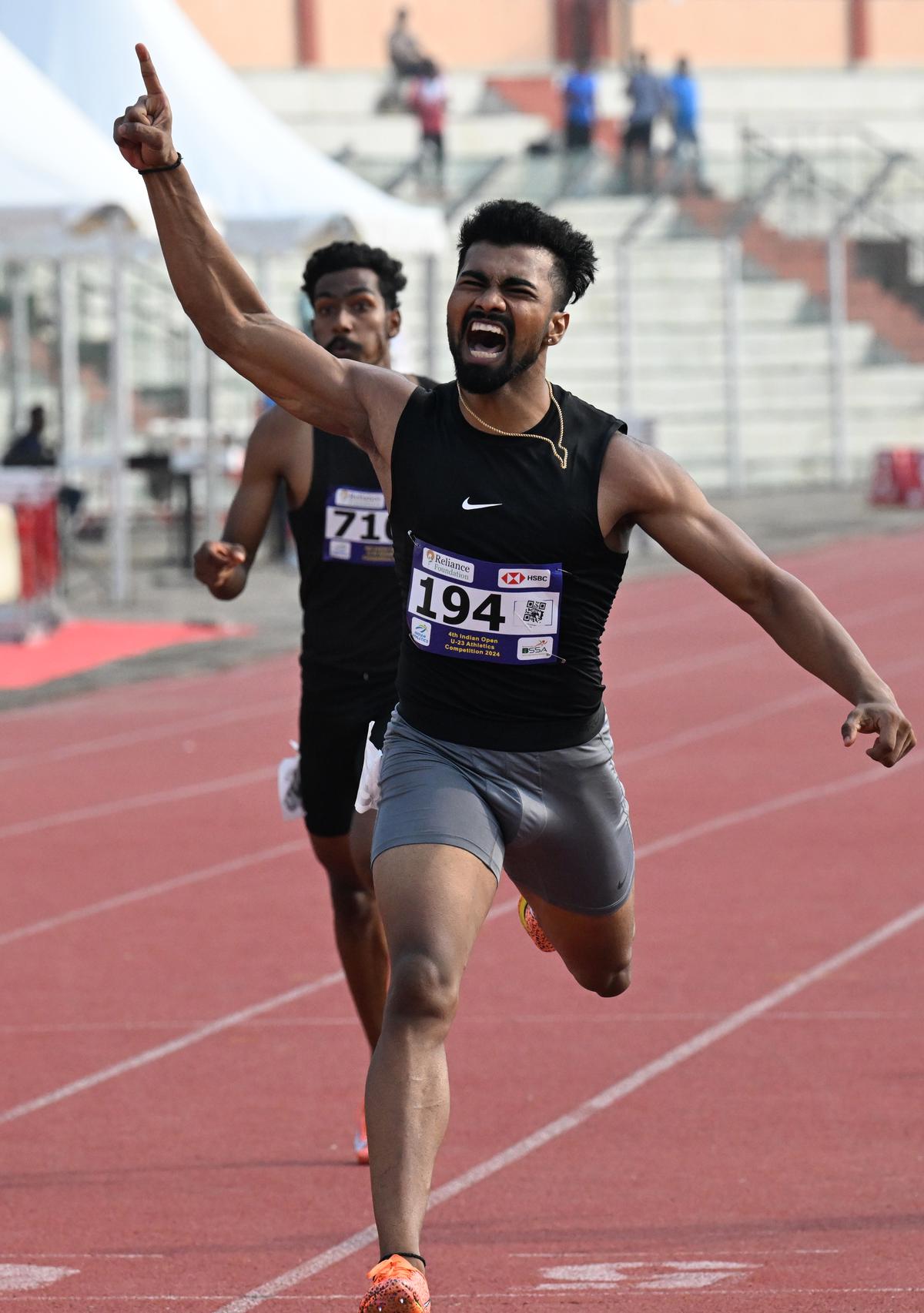 Tushar Kanti Manna who won 400M race in the 4th National Open U-23 Athletics Championships 2024 at Patna on September 29, 2024. 