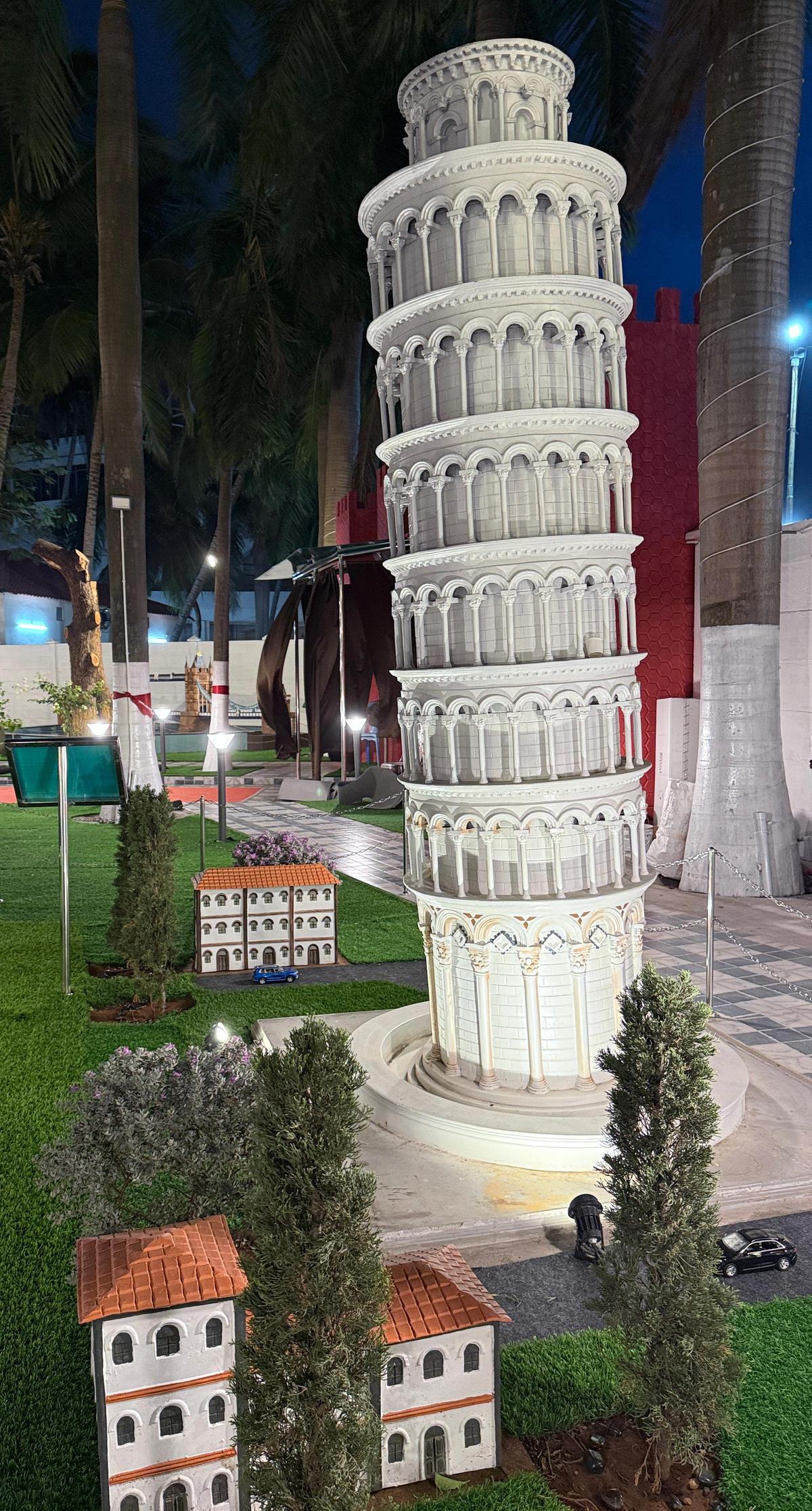 An exhibit of Leaning Tower of pisa at Mini World at Vishwanadh Sports Club in Visakhapatnam. An exhibit of Leaning Tower of pisa at Mini World at Vishwanadh Sports Club in Visakhapatnam.