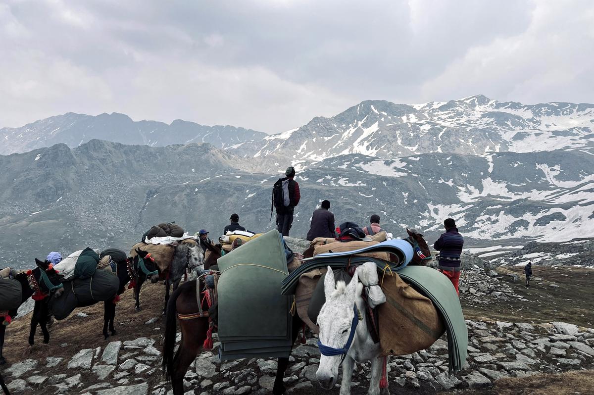 Members of the trekking team during the expedition.