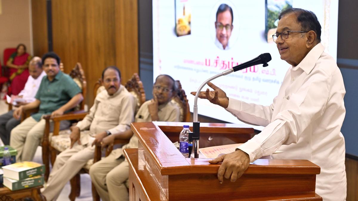 P. Chidambaram releases ‘Tamizhiyal Kalaikalanjiyam,’ book in Madurai