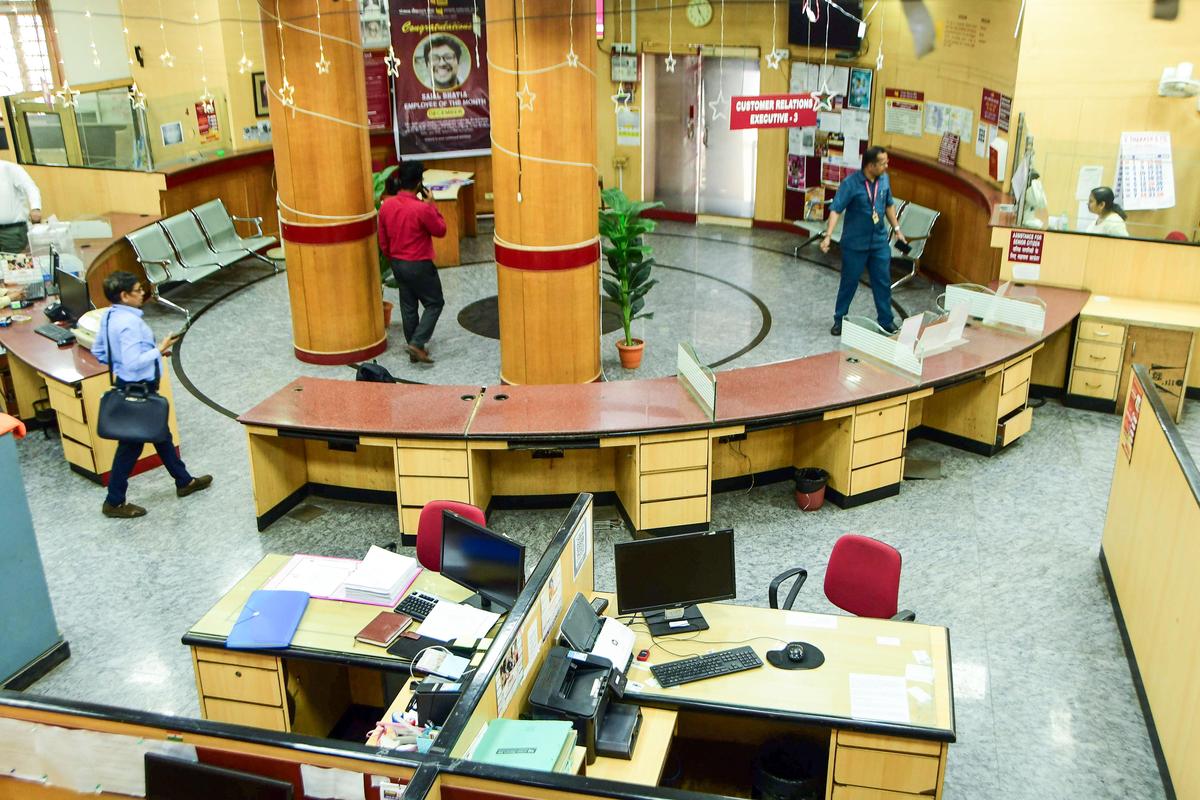 A deserted view of a bank during the nationwide strike to protest against the various central government policies, in Mumbai on Thursday, February 12, 2026.