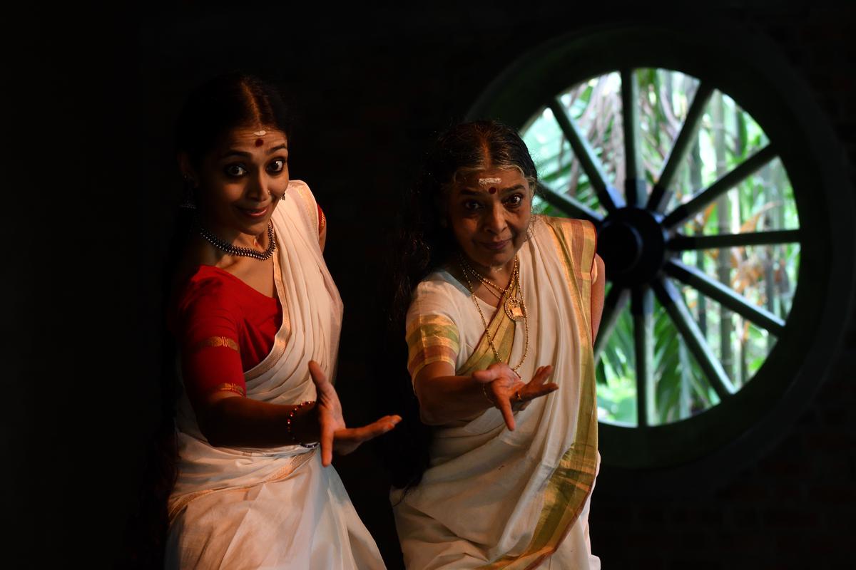 Mohiniyattam dancer Ameena Shanavas with her guru Nirmala Paniker. 