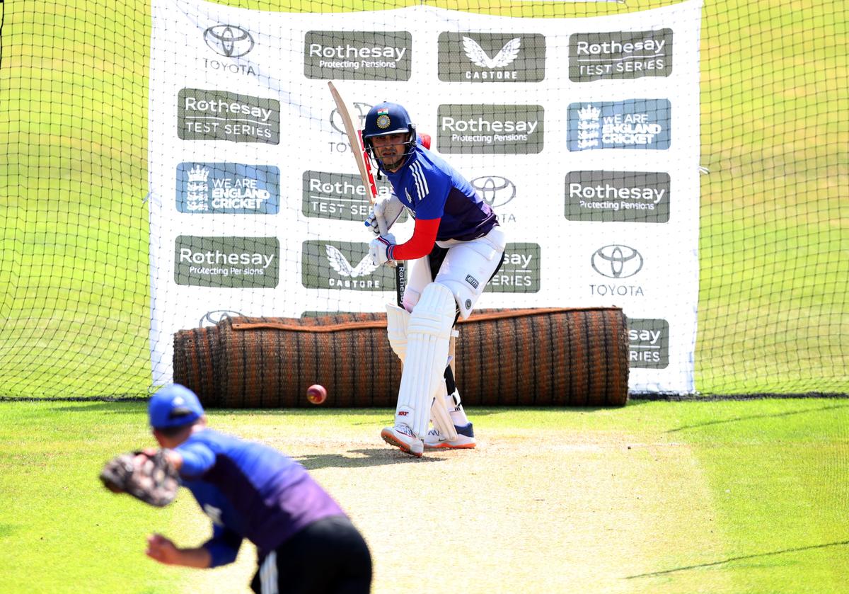 Shubman Gill bats at a practice session. 